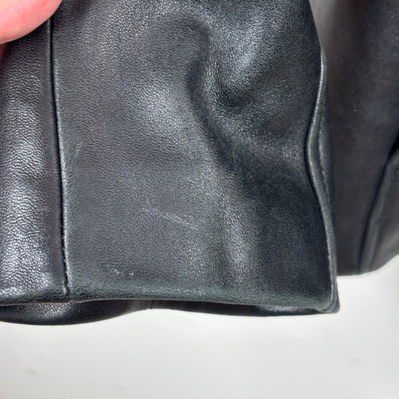 Vintage 90s Liz Claiborne Genuine Leather Jacket Black Soft Retro Chic Zip L - Picture 6 of 14